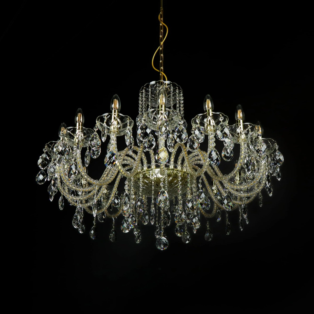 Casa Padrino Lámpara de araña de cristal barroco de lujo Oro Ø 88 x H. 65 cm - Suntuosa Lámpara de araña de latón con cristal de Bohemia - Muebles barrocos - Noble y suntuosa Casa Padrino Lámpara de araña de cristal barroco de lujo Oro Ø 88 x H. 65 cm - Suntuosa Lámpara de araña de latón con cristal de Bohemia - Muebles barrocos - Noble y suntuosa