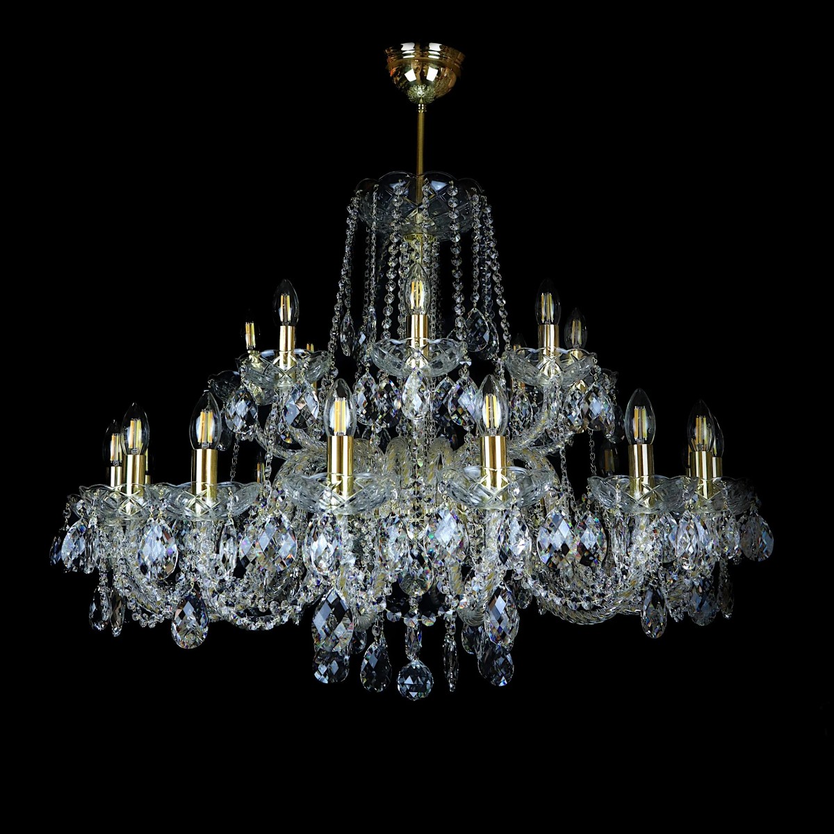 Casa Padrino Lámpara de araña de cristal barroco de lujo Oro Ø 90 x H. 77 cm - Suntuosa Lámpara de araña de latón con cristal de Bohemia - Muebles barrocos - Noble y suntuosa Casa Padrino Lámpara de araña de cristal barroco de lujo Oro Ø 90 x H. 77 cm - Suntuosa Lámpara de araña de latón con cristal de Bohemia - Muebles barrocos - Noble y suntuosa