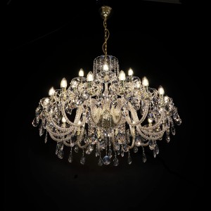 Casa Padrino Lámpara de araña de cristal barroco de lujo Oro Ø 90 x H. 77 cm - Suntuosa Lámpara de araña de latón con cristal de Bohemia - Muebles barrocos - Noble y suntuosa