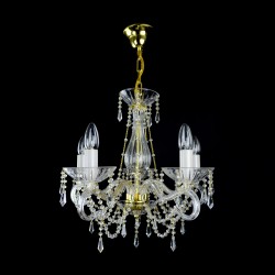 Casa Padrino Luxury Baroque Crystal Chandelier Gold Ø 50 x H. 45 cm - Magnificent Brass Chandelier with Bohemian Crystal Glass - Baroque Furniture - Noble & Magnificent