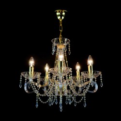 Casa Padrino Luxury Baroque Crystal Chandelier Gold Ø 50 x H. 45 cm - Magnificent Brass Chandelier with Bohemian Crystal Glass - Baroque Furniture - Noble & Magnificent