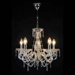 Casa Padrino Luxury Baroque Crystal Chandelier Silver Ø 50 x H. 45 cm - Magnificent Brass Chandelier with Bohemian Crystal Glass - Baroque Furniture - Noble & Magnificent