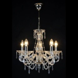 Casa Padrino Luxury Baroque Crystal Chandelier Silver Ø 50 x H. 45 cm - Magnificent Brass Chandelier with Bohemian Crystal Glass - Baroque Furniture - Noble & Magnificent