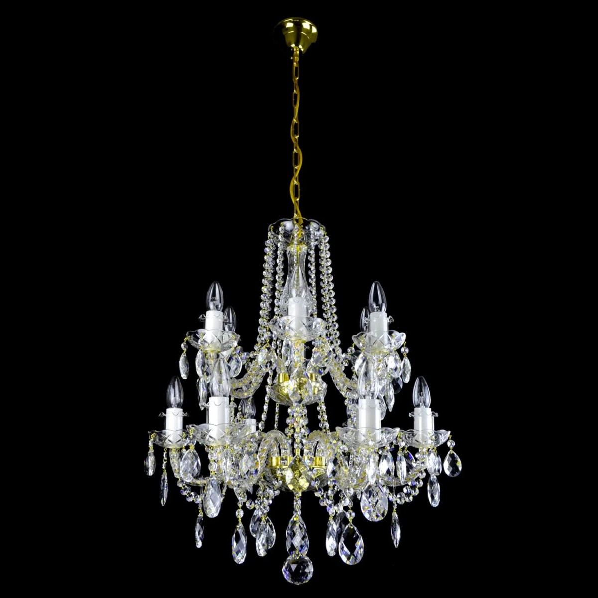 Casa Padrino Luxury Baroque Crystal Chandelier Gold Ø 66 x H. 68 cm - Magnificent Brass Chandelier with Bohemian Crystal Glass - Baroque Furniture - Noble & Magnificent Casa Padrino Luxury Baroque Crystal Chandelier Gold Ø 66 x H. 68 cm - Magnificent Brass Chandelier with Bohemian Crystal Glass - Baroque Furniture - Noble & Magnificent