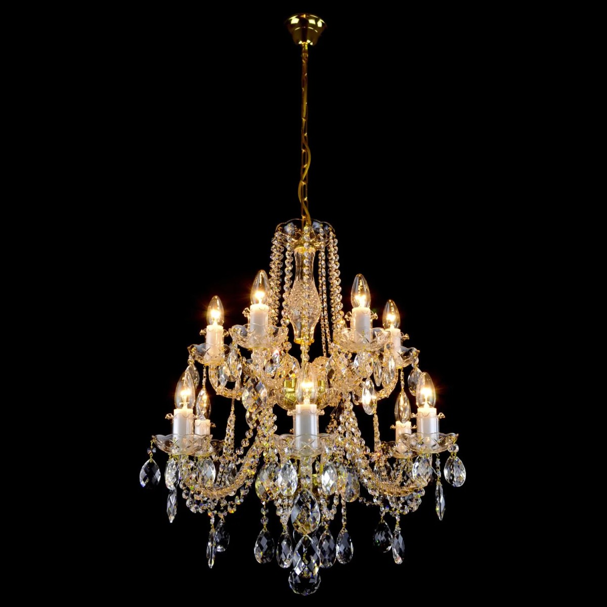 Casa Padrino Luxury Baroque Crystal Chandelier Gold Ø 66 x H. 68 cm - Magnificent Brass Chandelier with Bohemian Crystal Glass - Baroque Furniture - Noble & Magnificent Casa Padrino Luxury Baroque Crystal Chandelier Gold Ø 66 x H. 68 cm - Magnificent Brass Chandelier with Bohemian Crystal Glass - Baroque Furniture - Noble & Magnificent