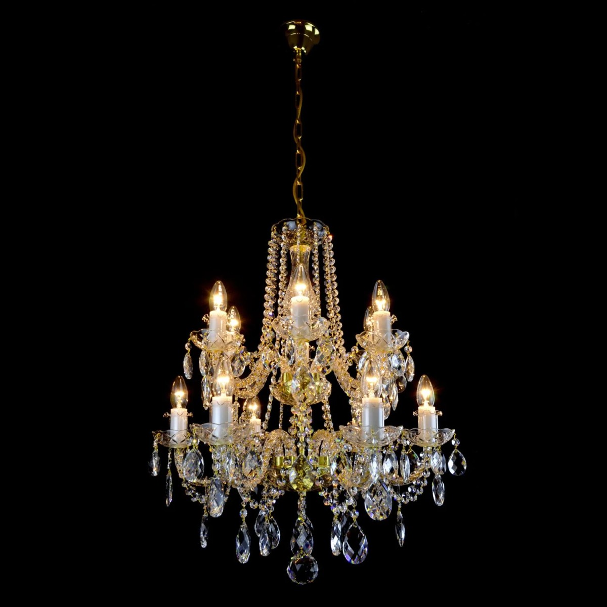 Casa Padrino Luxury Baroque Crystal Chandelier Gold Ø 66 x H. 68 cm - Magnificent Brass Chandelier with Bohemian Crystal Glass - Baroque Furniture - Noble & Magnificent Casa Padrino Luxury Baroque Crystal Chandelier Gold Ø 66 x H. 68 cm - Magnificent Brass Chandelier with Bohemian Crystal Glass - Baroque Furniture - Noble & Magnificent