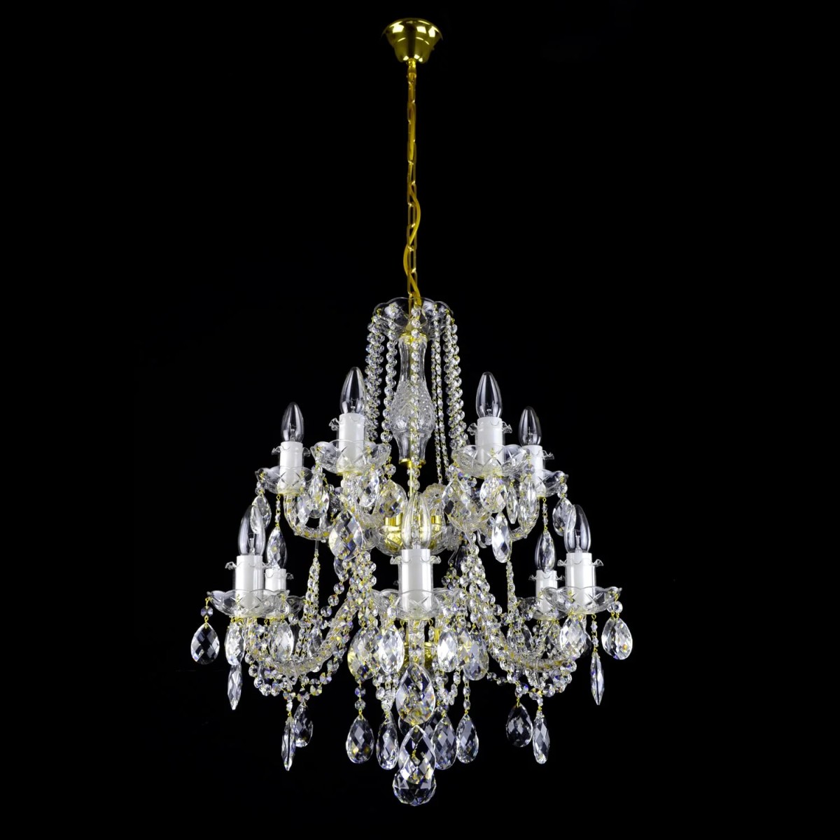 Casa Padrino Luxury Baroque Crystal Chandelier Gold Ø 66 x H. 68 cm - Magnificent Brass Chandelier with Bohemian Crystal Glass - Baroque Furniture - Noble & Magnificent Casa Padrino Luxury Baroque Crystal Chandelier Gold Ø 66 x H. 68 cm - Magnificent Brass Chandelier with Bohemian Crystal Glass - Baroque Furniture - Noble & Magnificent