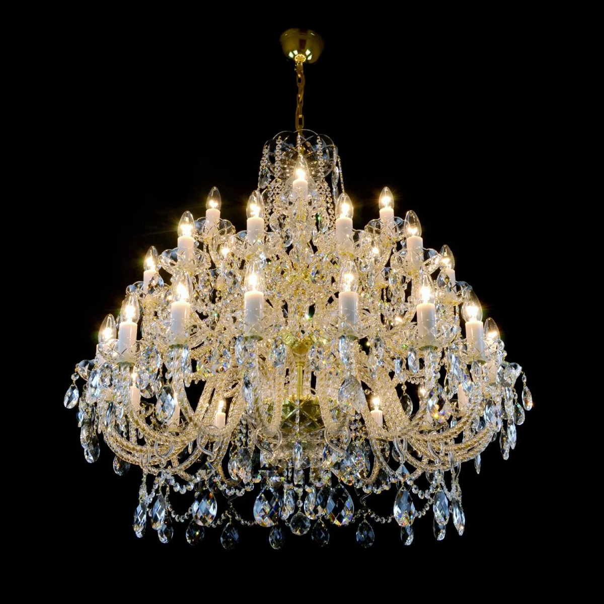 Casa Padrino Lámpara de araña de cristal barroco de lujo Oro Ø 98 x H. 98 cm - Suntuosa Lámpara de araña de latón con cristal de Bohemia - Muebles barrocos - Noble y suntuosa Casa Padrino Lámpara de araña de cristal barroco de lujo Oro Ø 98 x H. 98 cm - Suntuosa Lámpara de araña de latón con cristal de Bohemia - Muebles barrocos - Noble y suntuosa