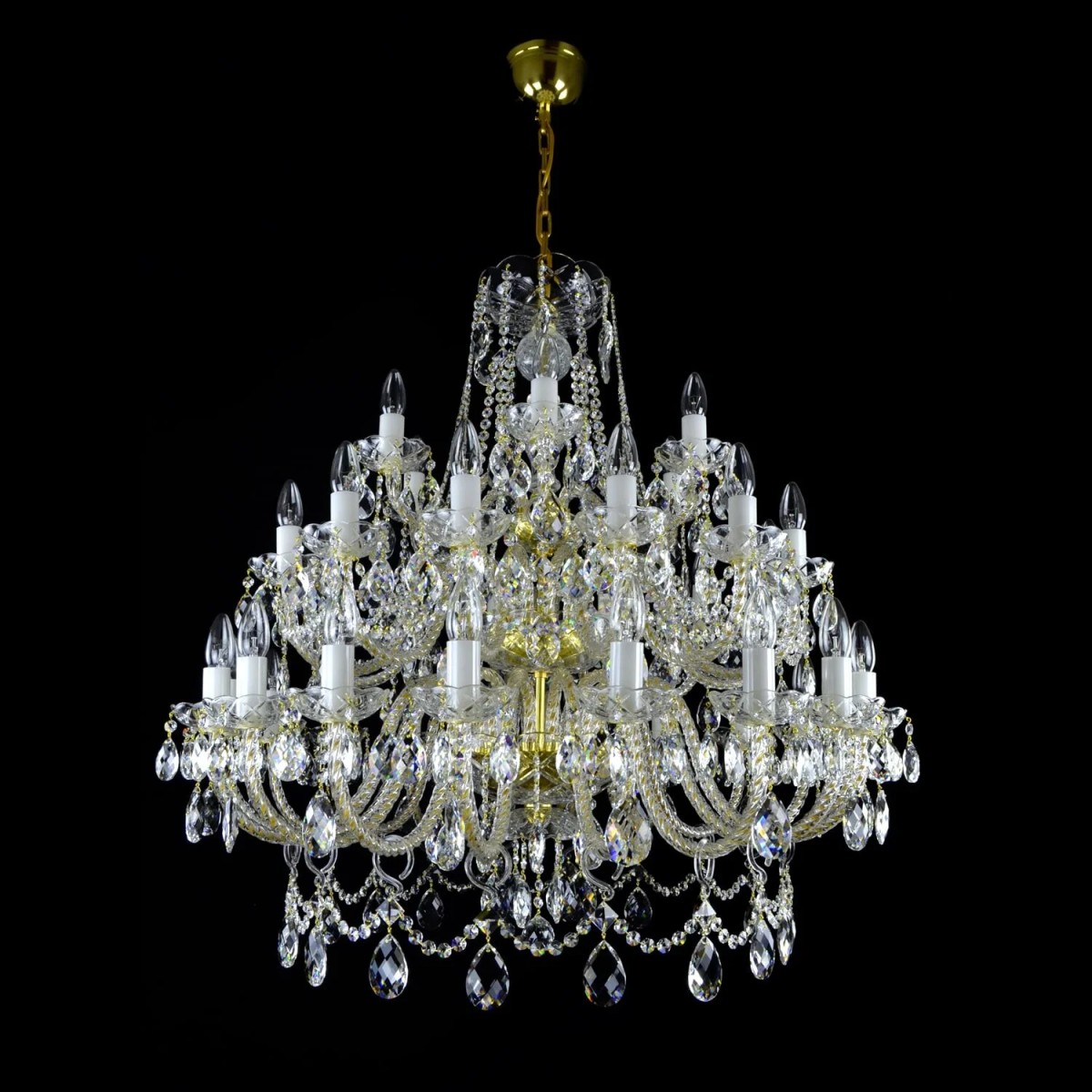 Casa Padrino Lámpara de araña de cristal barroco de lujo Oro Ø 98 x H. 98 cm - Suntuosa Lámpara de araña de latón con cristal de Bohemia - Muebles barrocos - Noble y suntuosa Casa Padrino Lámpara de araña de cristal barroco de lujo Oro Ø 98 x H. 98 cm - Suntuosa Lámpara de araña de latón con cristal de Bohemia - Muebles barrocos - Noble y suntuosa