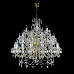 Casa Padrino Lámpara de araña de cristal barroco de lujo Oro Ø 98 x H. 98 cm - Suntuosa Lámpara de araña de latón con cristal de Bohemia - Muebles barrocos - Noble y suntuosa Casa Padrino Lámpara de araña de cristal barroco de lujo Oro Ø 98 x H. 98 cm - Suntuosa Lámpara de araña de latón con cristal de Bohemia - Muebles barrocos - Noble y suntuosa