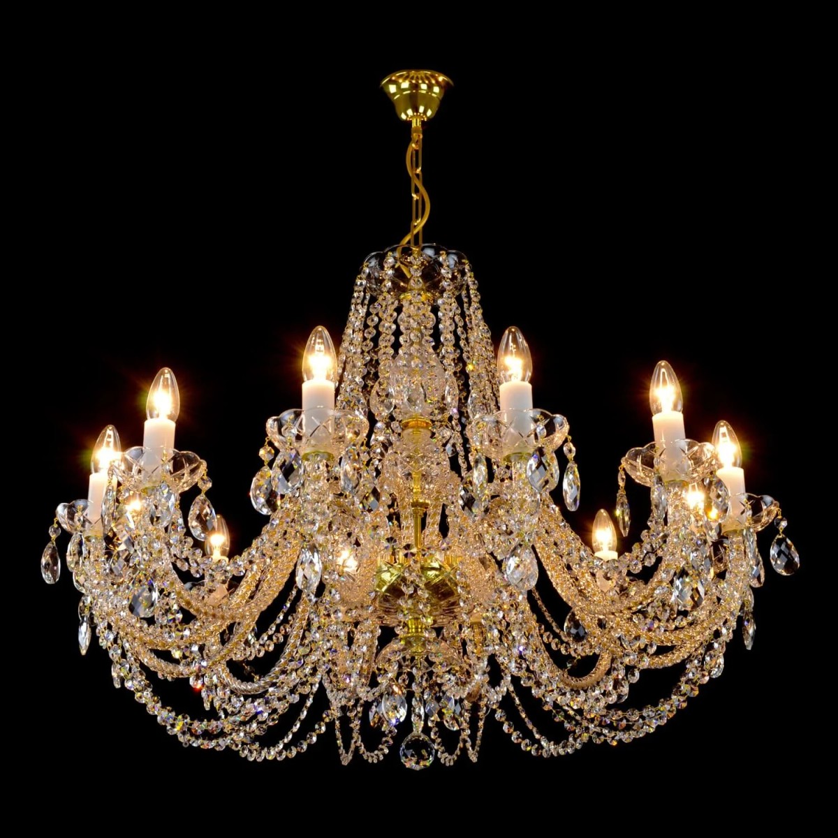 Casa Padrino Lampadario in cristallo barocco di lusso Oro Ø 77 x H. 47 cm - Sontuosa Lampadario in ottone con cristallo di Boemia - Mobili barocchi - Nobile e sontuoso Casa Padrino Lampadario in cristallo barocco di lusso Oro Ø 77 x H. 47 cm - Sontuosa Lampadario in ottone con cristallo di Boemia - Mobili barocchi - Nobile e sontuoso