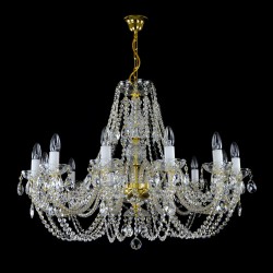 Casa Padrino Lampadario in cristallo barocco di lusso Oro Ø 77 x H. 47 cm - Sontuosa Lampadario in ottone con cristallo di Boemia - Mobili barocchi - Nobile e sontuoso Casa Padrino Lampadario in cristallo barocco di lusso Oro Ø 77 x H. 47 cm - Sontuosa Lampadario in ottone con cristallo di Boemia - Mobili barocchi - Nobile e sontuoso