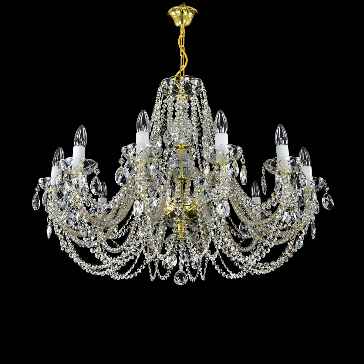 Casa Padrino Lampadario in cristallo barocco di lusso Oro Ø 77 x H. 47 cm - Sontuosa Lampadario in ottone con cristallo di Boemia - Mobili barocchi - Nobile e sontuoso Casa Padrino Lampadario in cristallo barocco di lusso Oro Ø 77 x H. 47 cm - Sontuosa Lampadario in ottone con cristallo di Boemia - Mobili barocchi - Nobile e sontuoso