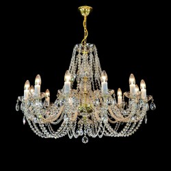 Casa Padrino Lampadario in cristallo barocco di lusso Oro Ø 77 x H. 47 cm - Sontuosa Lampadario in ottone con cristallo di Boemia - Mobili barocchi - Nobile e sontuoso Casa Padrino Lampadario in cristallo barocco di lusso Oro Ø 77 x H. 47 cm - Sontuosa Lampadario in ottone con cristallo di Boemia - Mobili barocchi - Nobile e sontuoso