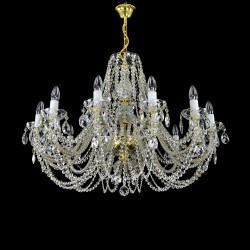 Casa Padrino Lampadario in cristallo barocco di lusso Oro Ø 77 x H. 47 cm - Sontuosa Lampadario in ottone con cristallo di Boemia - Mobili barocchi - Nobile e sontuoso Casa Padrino Lampadario in cristallo barocco di lusso Oro Ø 77 x H. 47 cm - Sontuosa Lampadario in ottone con cristallo di Boemia - Mobili barocchi - Nobile e sontuoso