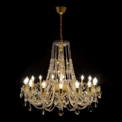 Casa Padrino Luxury Baroque Crystal Chandelier Gold Ø 95 x H. 84 cm - Magnificent Brass Chandelier with Bohemian Crystal Glass - Baroque Furniture - Noble & Magnificent