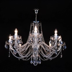 Casa Padrino Luxury Baroque Crystal Chandelier Silver Ø 82 x H. 56 cm - Magnificent Brass Chandelier with Bohemian Crystal Glass - Baroque Furniture - Noble & Magnificent Casa Padrino Luxury Baroque Crystal Chandelier Silver Ø 82 x H. 56 cm - Magnificent Brass Chandelier with Bohemian Crystal Glass - Baroque Furniture - Noble & Magnificent