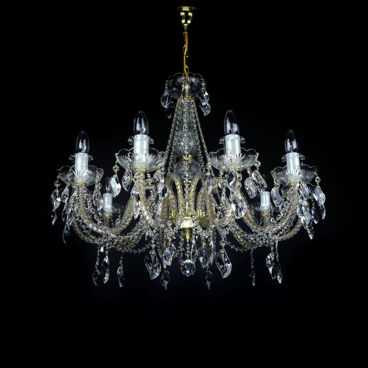 Casa Padrino Luxus Barock Kristall Kronleuchter Gold Ø 75 x H. 58 cm - Prunkvolle Messing Kronleuchter mit böhmischem Kristallglas - Barock Möbel - Edel & Prunkvoll Casa Padrino Luxus Barock Kristall Kronleuchter Gold Ø 75 x H. 58 cm - Prunkvolle Messing Kronleuchter mit böhmischem Kristallglas - Barock Möbel - Edel & Prunkvoll
