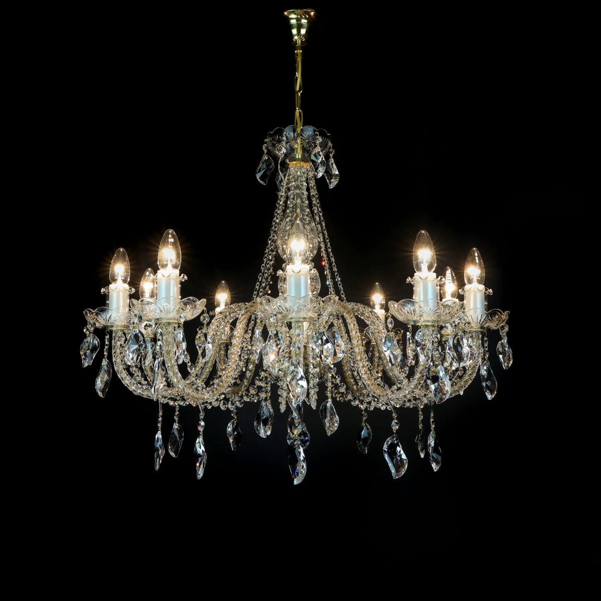 Casa Padrino Luxus Barock Kristall Kronleuchter Gold Ø 75 x H. 58 cm - Prunkvolle Messing Kronleuchter mit böhmischem Kristallglas - Barock Möbel - Edel & Prunkvoll Casa Padrino Luxus Barock Kristall Kronleuchter Gold Ø 75 x H. 58 cm - Prunkvolle Messing Kronleuchter mit böhmischem Kristallglas - Barock Möbel - Edel & Prunkvoll