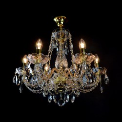 Casa Padrino Lampadario in cristallo barocco di lusso Oro Ø 59 x H. 56 cm - Sontuosa Lampadario in ottone con cristallo di Boemia - Mobili barocchi - Nobile e sontuoso Casa Padrino Lampadario in cristallo barocco di lusso Oro Ø 59 x H. 56 cm - Sontuosa Lampadario in ottone con cristallo di Boemia - Mobili barocchi - Nobile e sontuoso