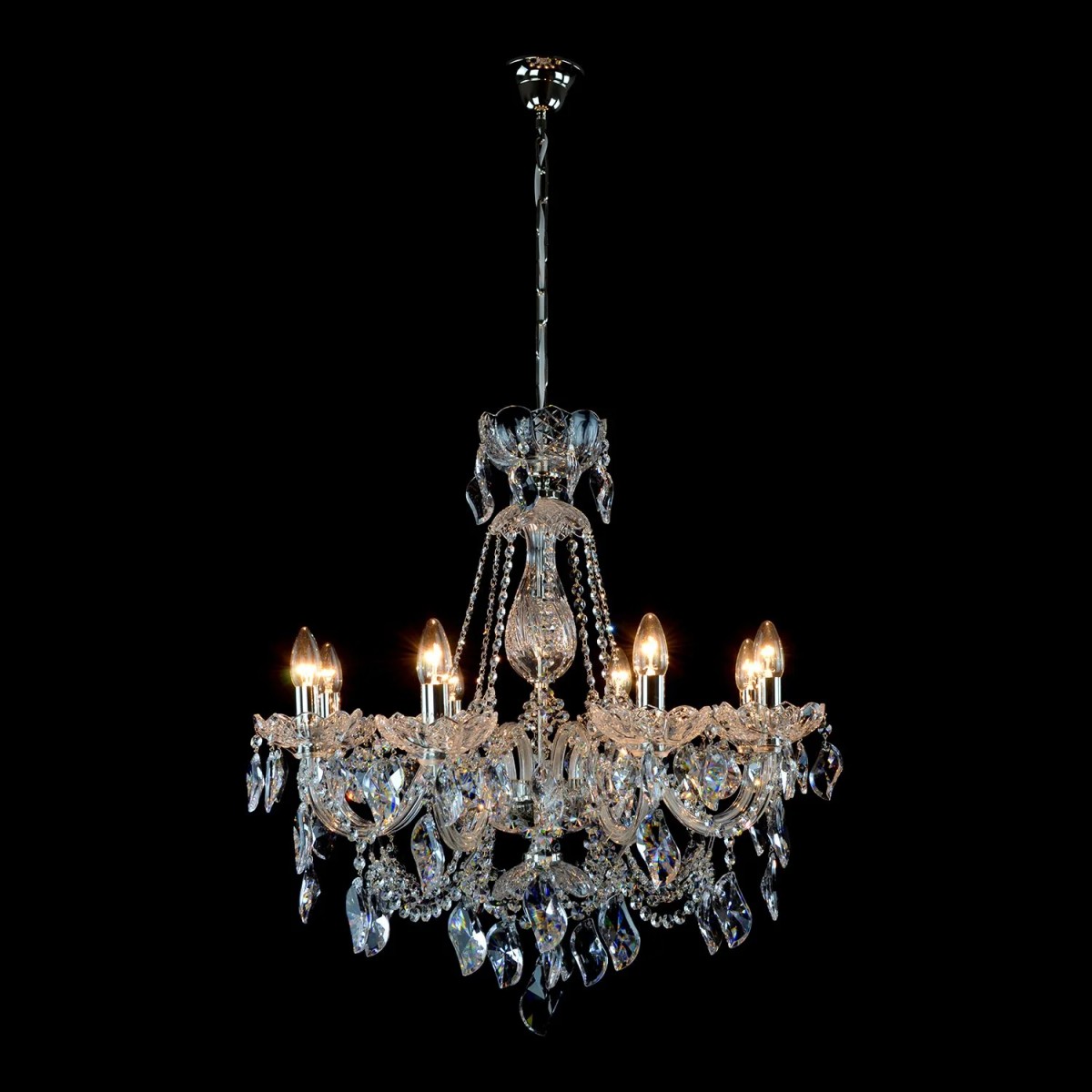 Casa Padrino Luxury Baroque Crystal Chandelier Silver Ø 70 x H. 65 cm - Magnificent Brass Chandelier with Bohemian Crystal Glass - Baroque Furniture - Noble & Magnificent Casa Padrino Luxury Baroque Crystal Chandelier Silver Ø 70 x H. 65 cm - Magnificent Brass Chandelier with Bohemian Crystal Glass - Baroque Furniture - Noble & Magnificent