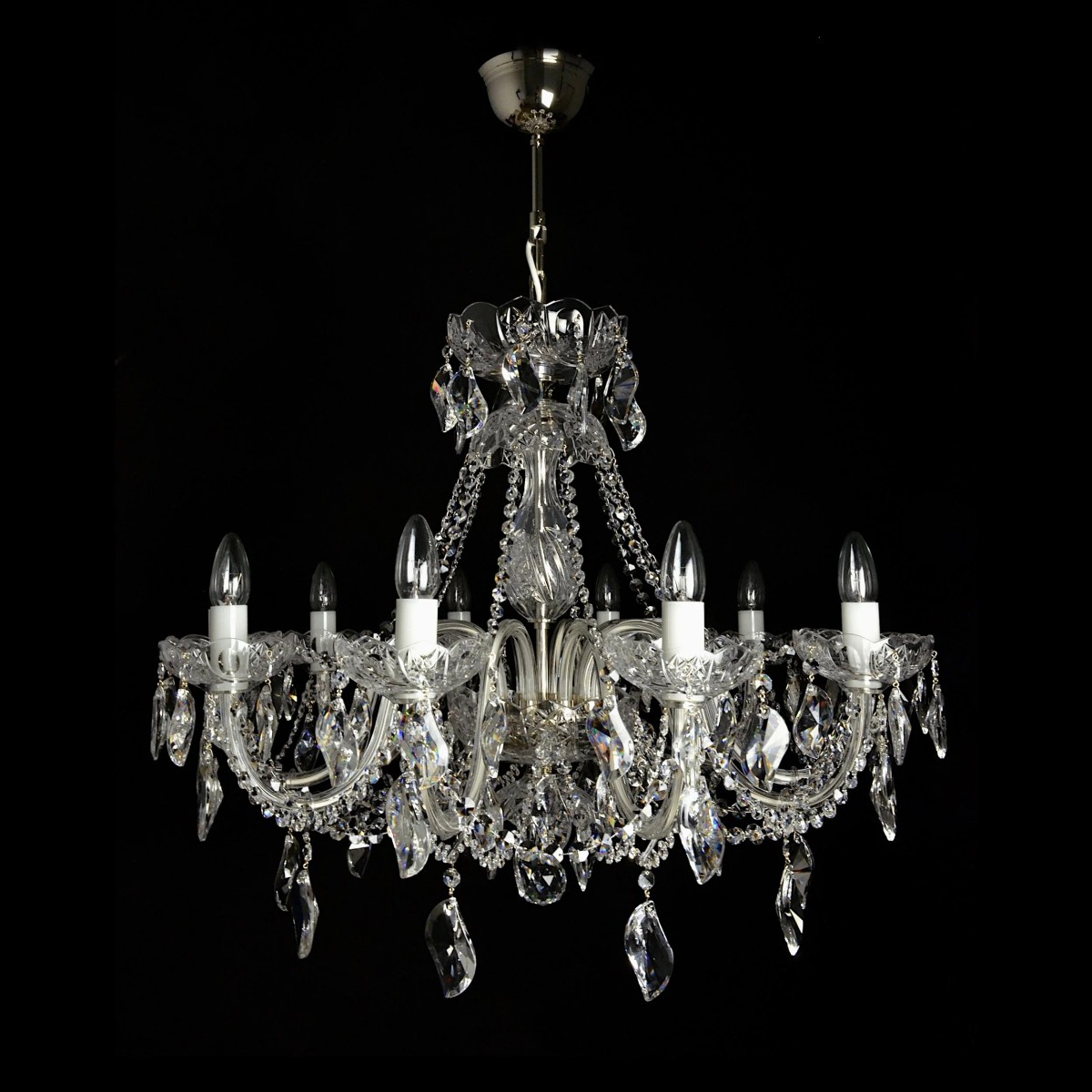 Casa Padrino Luxus Barock Kristall Kronleuchter Silber Ø 78 x H. 60 cm - Prunkvolle Messing Kronleuchter mit böhmischem Kristallglas - Barock Möbel - Edel & Prunkvoll Casa Padrino Luxus Barock Kristall Kronleuchter Silber Ø 78 x H. 60 cm - Prunkvolle Messing Kronleuchter mit böhmischem Kristallglas - Barock Möbel - Edel & Prunkvoll