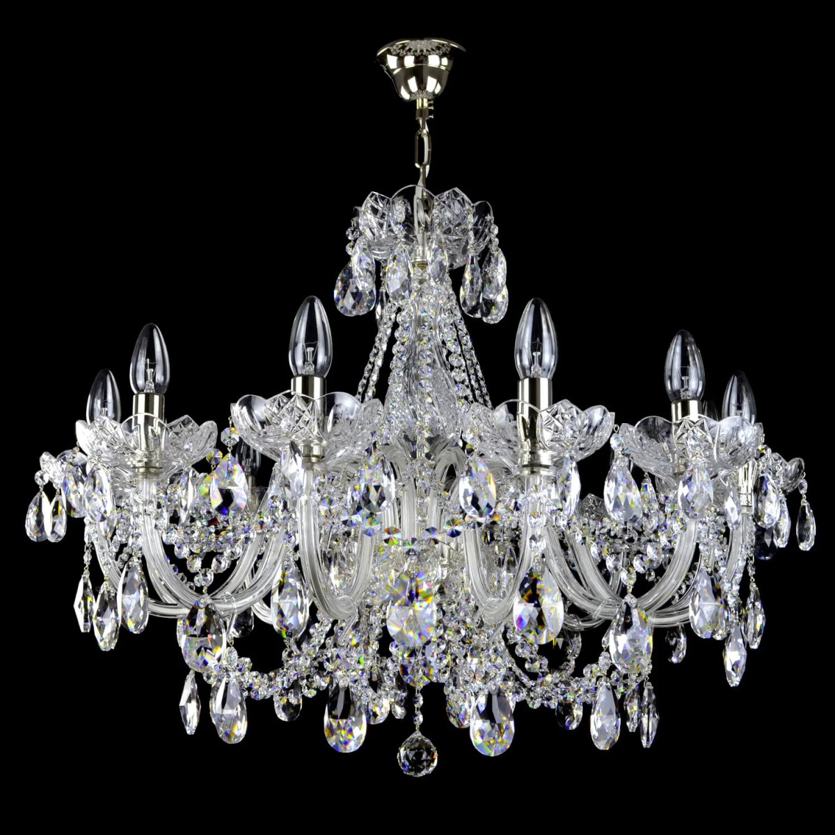 Casa Padrino Luxus Barock Kristall Kronleuchter Silber Ø 90 x H. 105 cm - Prunkvolle Messing Kronleuchter mit böhmischem Kristallglas - Barock Möbel - Edel & Prunkvoll Casa Padrino Luxus Barock Kristall Kronleuchter Silber Ø 90 x H. 105 cm - Prunkvolle Messing Kronleuchter mit böhmischem Kristallglas - Barock Möbel - Edel & Prunkvoll