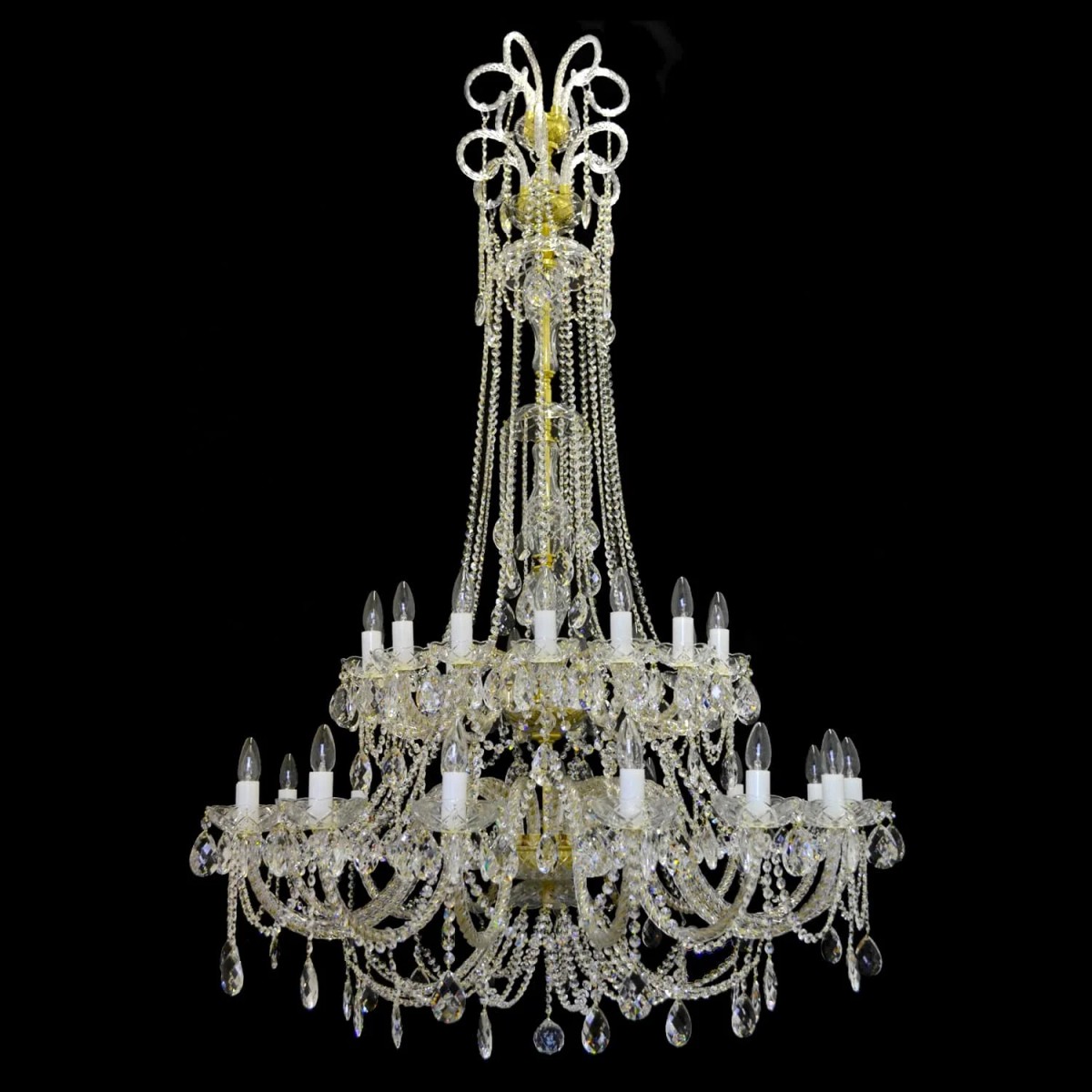 Casa Padrino Lampadario in cristallo barocco di lusso Oro Ø 114 x H. 170 cm - Sontuosa Lampadario in ottone con cristallo di Boemia - Mobili barocchi - Nobile e sontuoso Casa Padrino Lampadario in cristallo barocco di lusso Oro Ø 114 x H. 170 cm - Sontuosa Lampadario in ottone con cristallo di Boemia - Mobili barocchi - Nobile e sontuoso