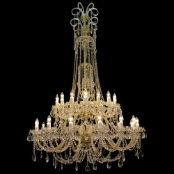 Casa Padrino Lampadario in cristallo barocco di lusso Oro Ø 114 x H. 170 cm - Sontuosa Lampadario in ottone con cristallo di Boemia - Mobili barocchi - Nobile e sontuoso Casa Padrino Lampadario in cristallo barocco di lusso Oro Ø 114 x H. 170 cm - Sontuosa Lampadario in ottone con cristallo di Boemia - Mobili barocchi - Nobile e sontuoso