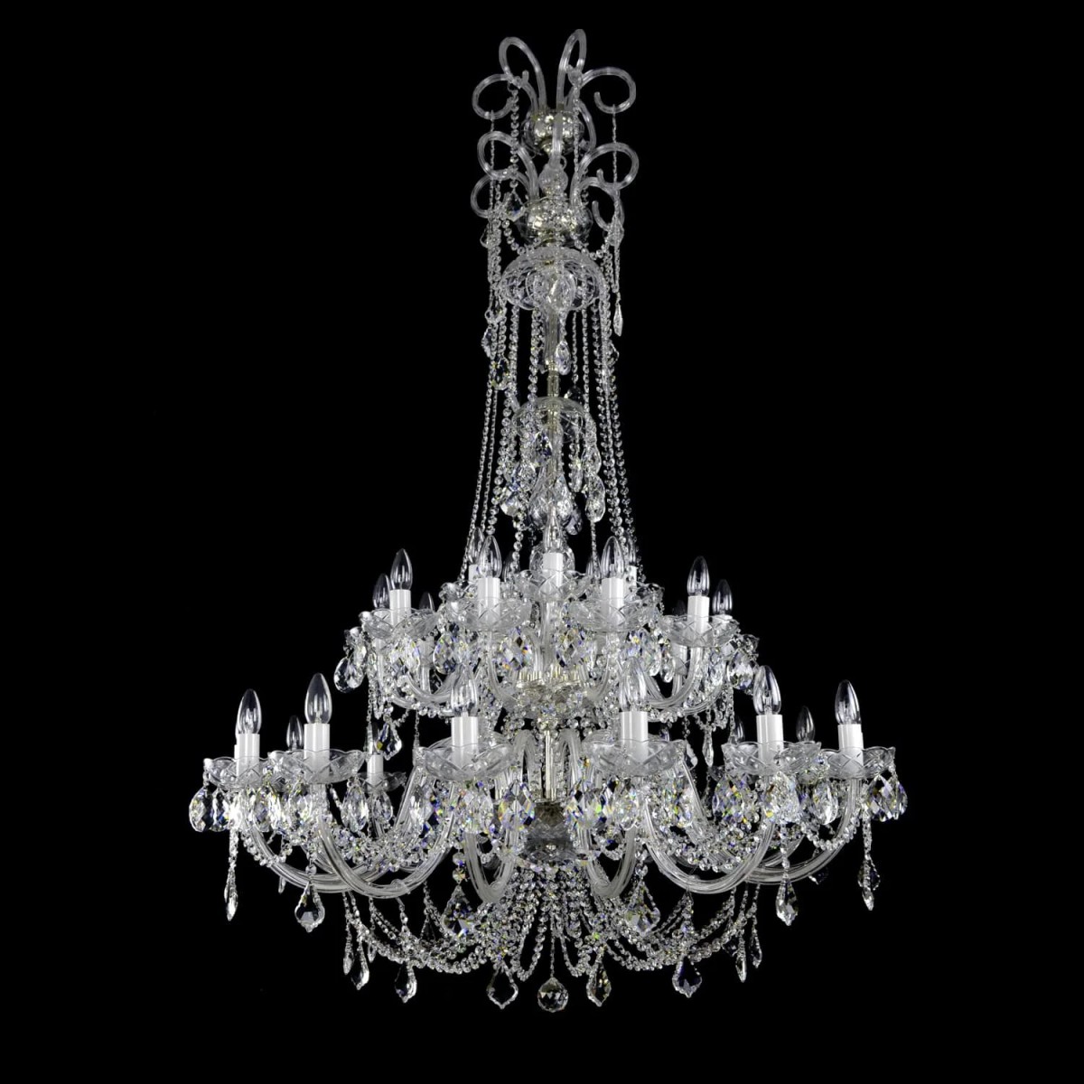 Casa Padrino Lampadario in cristallo barocco di lusso Argento Ø 114 x H. 170 cm - Sontuosa Lampadario in ottone con cristallo di Boemia - Mobili barocchi - Nobile e sontuoso Casa Padrino Lampadario in cristallo barocco di lusso Argento Ø 114 x H. 170 cm - Sontuosa Lampadario in ottone con cristallo di Boemia - Mobili barocchi - Nobile e sontuoso
