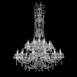 Casa Padrino Lampadario in cristallo barocco di lusso Argento Ø 114 x H. 170 cm - Sontuosa Lampadario in ottone con cristallo di Boemia - Mobili barocchi - Nobile e sontuoso Casa Padrino Lampadario in cristallo barocco di lusso Argento Ø 114 x H. 170 cm - Sontuosa Lampadario in ottone con cristallo di Boemia - Mobili barocchi - Nobile e sontuoso