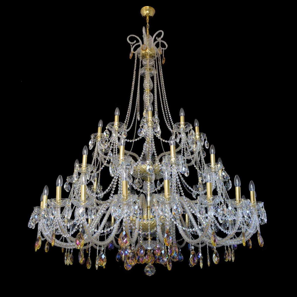 Casa Padrino Luxury Baroque Crystal Chandelier Gold Ø 160 x H. 200 cm - Magnificent Brass Chandelier with Bohemian Crystal Glass - Baroque Furniture - Noble & Magnificent Casa Padrino Luxury Baroque Crystal Chandelier Gold Ø 160 x H. 200 cm - Magnificent Brass Chandelier with Bohemian Crystal Glass - Baroque Furniture - Noble & Magnificent