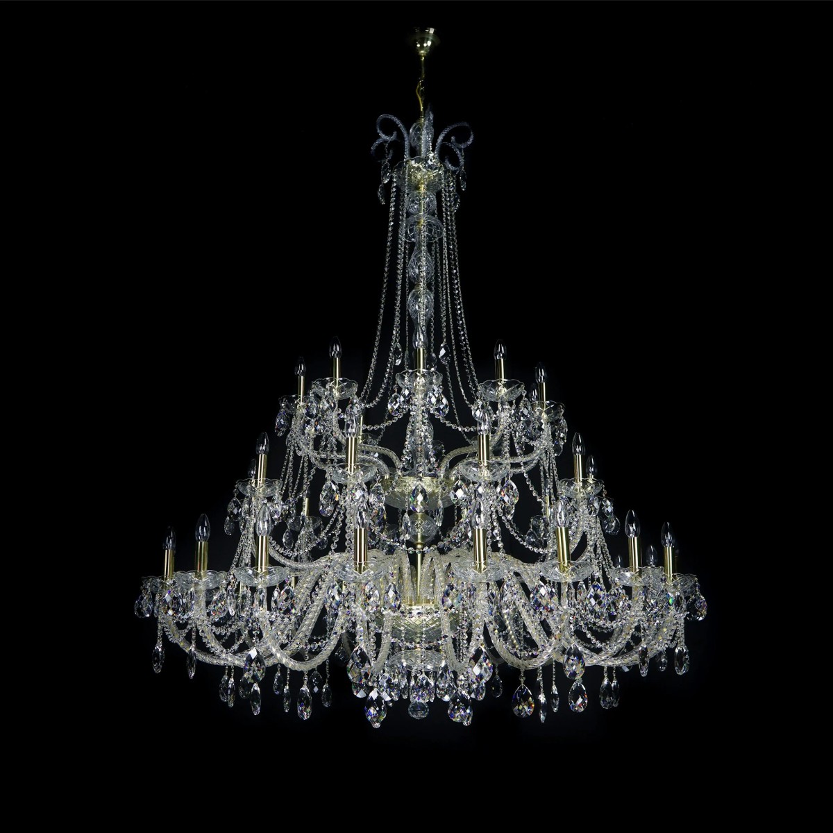 Casa Padrino Luxury Baroque Crystal Chandelier Gold Ø 160 x H. 200 cm - Magnificent Brass Chandelier with Bohemian Crystal Glass - Baroque Furniture - Noble & Magnificent Casa Padrino Luxury Baroque Crystal Chandelier Gold Ø 160 x H. 200 cm - Magnificent Brass Chandelier with Bohemian Crystal Glass - Baroque Furniture - Noble & Magnificent