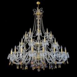 Casa Padrino Luxury Baroque Crystal Chandelier Gold Ø 160 x H. 200 cm - Magnificent Brass Chandelier with Bohemian Crystal Glass - Baroque Furniture - Noble & Magnificent Casa Padrino Luxury Baroque Crystal Chandelier Gold Ø 160 x H. 200 cm - Magnificent Brass Chandelier with Bohemian Crystal Glass - Baroque Furniture - Noble & Magnificent