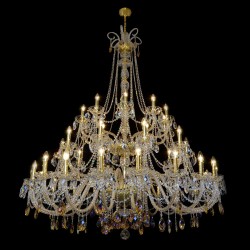 Casa Padrino Luxury Baroque Crystal Chandelier Gold Ø 160 x H. 200 cm - Magnificent Brass Chandelier with Bohemian Crystal Glass - Baroque Furniture - Noble & Magnificent Casa Padrino Luxury Baroque Crystal Chandelier Gold Ø 160 x H. 200 cm - Magnificent Brass Chandelier with Bohemian Crystal Glass - Baroque Furniture - Noble & Magnificent