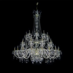 Casa Padrino Luxury Baroque Crystal Chandelier Gold Ø 160 x H. 200 cm - Magnificent Brass Chandelier with Bohemian Crystal Glass - Baroque Furniture - Noble & Magnificent Casa Padrino Luxury Baroque Crystal Chandelier Gold Ø 160 x H. 200 cm - Magnificent Brass Chandelier with Bohemian Crystal Glass - Baroque Furniture - Noble & Magnificent