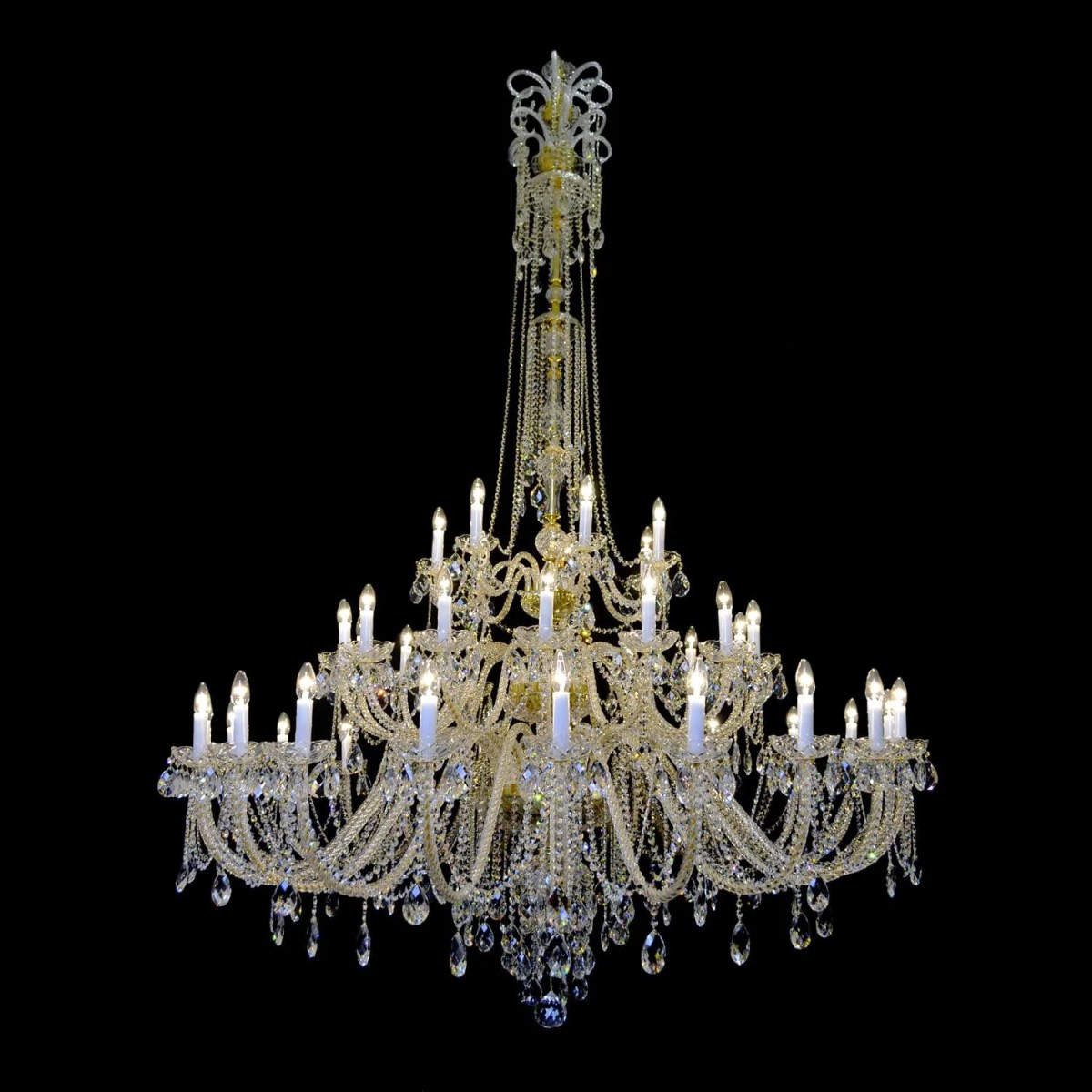 Casa Padrino Lampadario in cristallo barocco di lusso Oro Ø 154 x H. 250 cm - Sontuosa Lampadario in ottone con cristallo di Boemia - Mobili barocchi - Nobile e sontuoso Casa Padrino Lampadario in cristallo barocco di lusso Oro Ø 154 x H. 250 cm - Sontuosa Lampadario in ottone con cristallo di Boemia - Mobili barocchi - Nobile e sontuoso