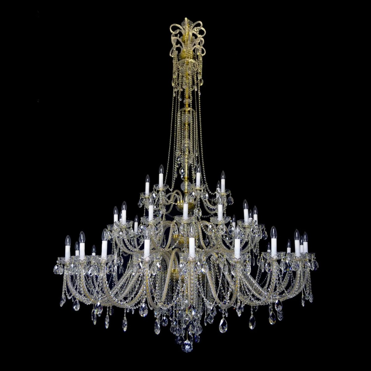 Casa Padrino Lampadario in cristallo barocco di lusso Oro Ø 154 x H. 250 cm - Sontuosa Lampadario in ottone con cristallo di Boemia - Mobili barocchi - Nobile e sontuoso Casa Padrino Lampadario in cristallo barocco di lusso Oro Ø 154 x H. 250 cm - Sontuosa Lampadario in ottone con cristallo di Boemia - Mobili barocchi - Nobile e sontuoso