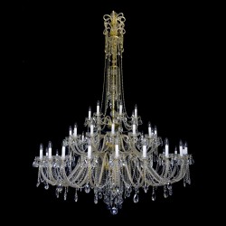 Casa Padrino Lampadario in cristallo barocco di lusso Oro Ø 154 x H. 250 cm - Sontuosa Lampadario in ottone con cristallo di Boemia - Mobili barocchi - Nobile e sontuoso Casa Padrino Lampadario in cristallo barocco di lusso Oro Ø 154 x H. 250 cm - Sontuosa Lampadario in ottone con cristallo di Boemia - Mobili barocchi - Nobile e sontuoso