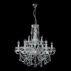 Casa Padrino Lustre en cristal baroque de luxe Argent Ø 74 x H. 65 cm - Somptueuse Lustre en laiton avec cristal de Bohême - Meubles baroques - Noble & somptueux Casa Padrino Lustre en cristal baroque de luxe Argent Ø 74 x H. 65 cm - Somptueuse Lustre en laiton avec cristal de Bohême - Meubles baroques - Noble & somptueux