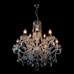 Casa Padrino Lustre en cristal baroque de luxe Argent Ø 74 x H. 65 cm - Somptueuse Lustre en laiton avec cristal de Bohême - Meubles baroques - Noble & somptueux Casa Padrino Lustre en cristal baroque de luxe Argent Ø 74 x H. 65 cm - Somptueuse Lustre en laiton avec cristal de Bohême - Meubles baroques - Noble & somptueux