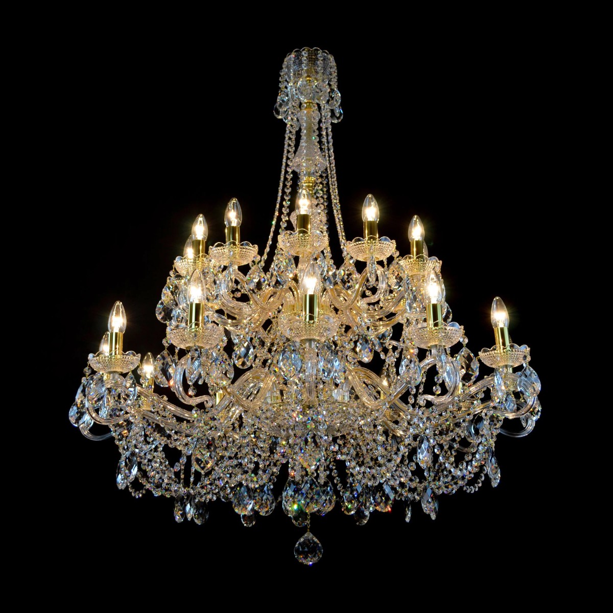 Casa Padrino Lustre en cristal baroque de luxe Or Ø 95 x H. 120 cm - Somptueuse Lustre en laiton avec cristal de Bohême - Meubles baroques - Noble & somptueux Casa Padrino Lustre en cristal baroque de luxe Or Ø 95 x H. 120 cm - Somptueuse Lustre en laiton avec cristal de Bohême - Meubles baroques - Noble & somptueux