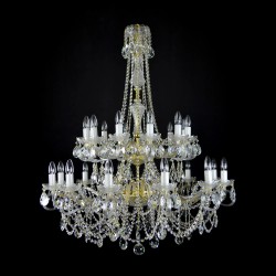 Casa Padrino Lustre en cristal baroque de luxe Or Ø 95 x H. 120 cm - Somptueuse Lustre en laiton avec cristal de Bohême - Meubles baroques - Noble & somptueux Casa Padrino Lustre en cristal baroque de luxe Or Ø 95 x H. 120 cm - Somptueuse Lustre en laiton avec cristal de Bohême - Meubles baroques - Noble & somptueux