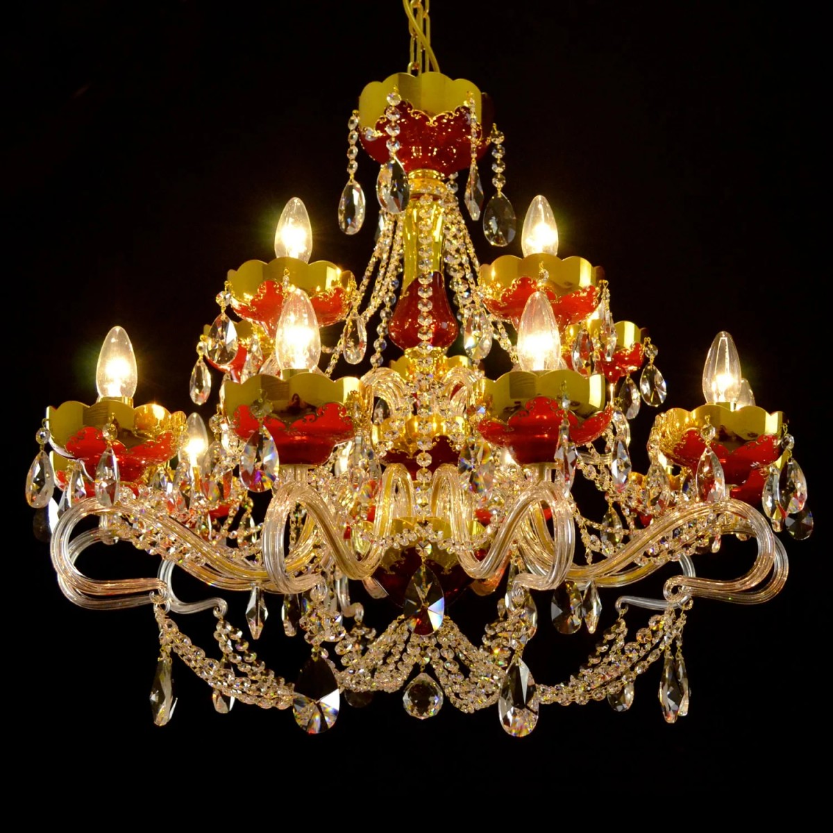 Casa Padrino Lustre en cristal baroque de luxe Or Ø 80 x H. 64 cm - Somptueuse Lustre en laiton avec cristal de Bohême - Meubles baroques - Noble & somptueux Casa Padrino Lustre en cristal baroque de luxe Or Ø 80 x H. 64 cm - Somptueuse Lustre en laiton avec cristal de Bohême - Meubles baroques - Noble & somptueux