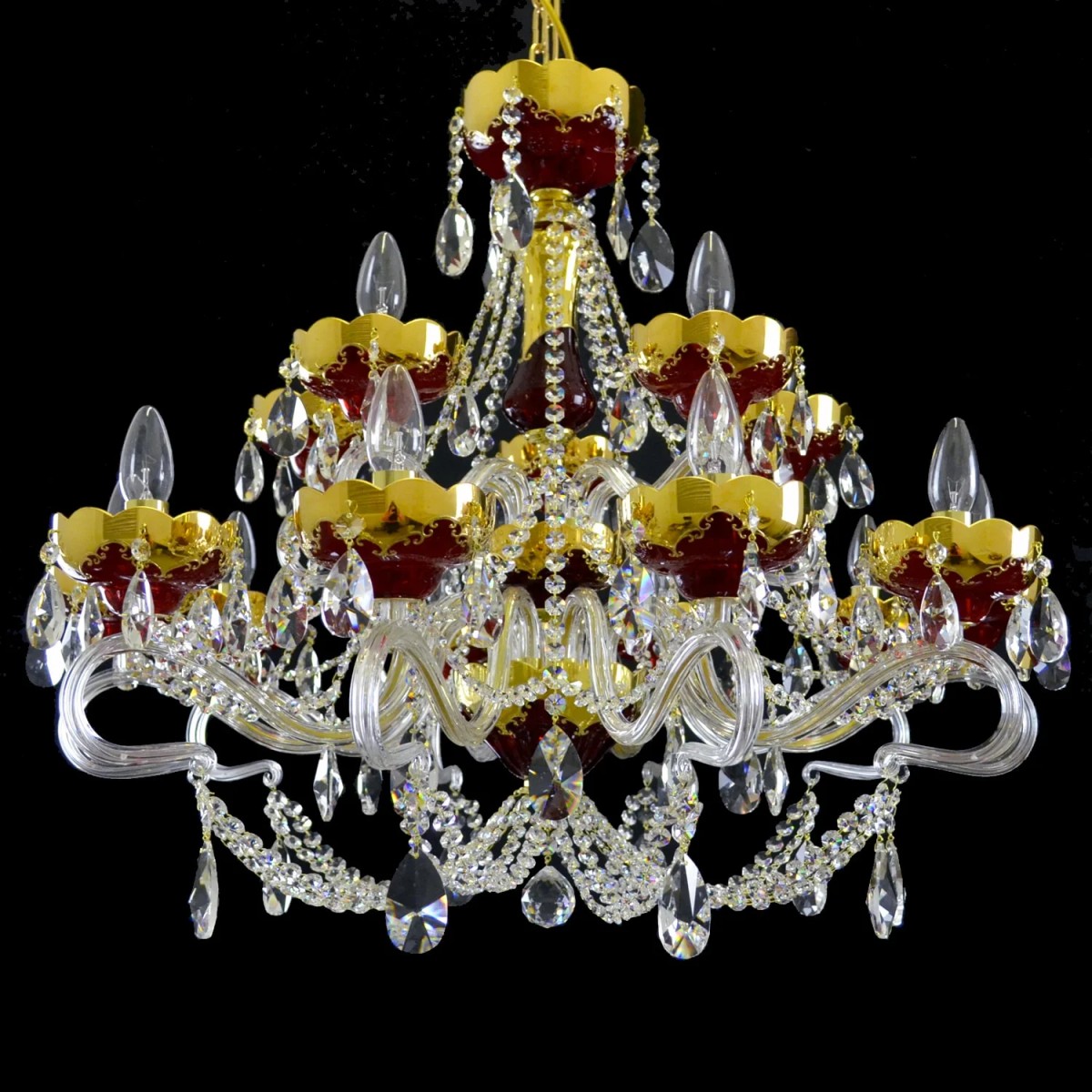 Casa Padrino Lustre en cristal baroque de luxe Or Ø 80 x H. 64 cm - Somptueuse Lustre en laiton avec cristal de Bohême - Meubles baroques - Noble & somptueux Casa Padrino Lustre en cristal baroque de luxe Or Ø 80 x H. 64 cm - Somptueuse Lustre en laiton avec cristal de Bohême - Meubles baroques - Noble & somptueux