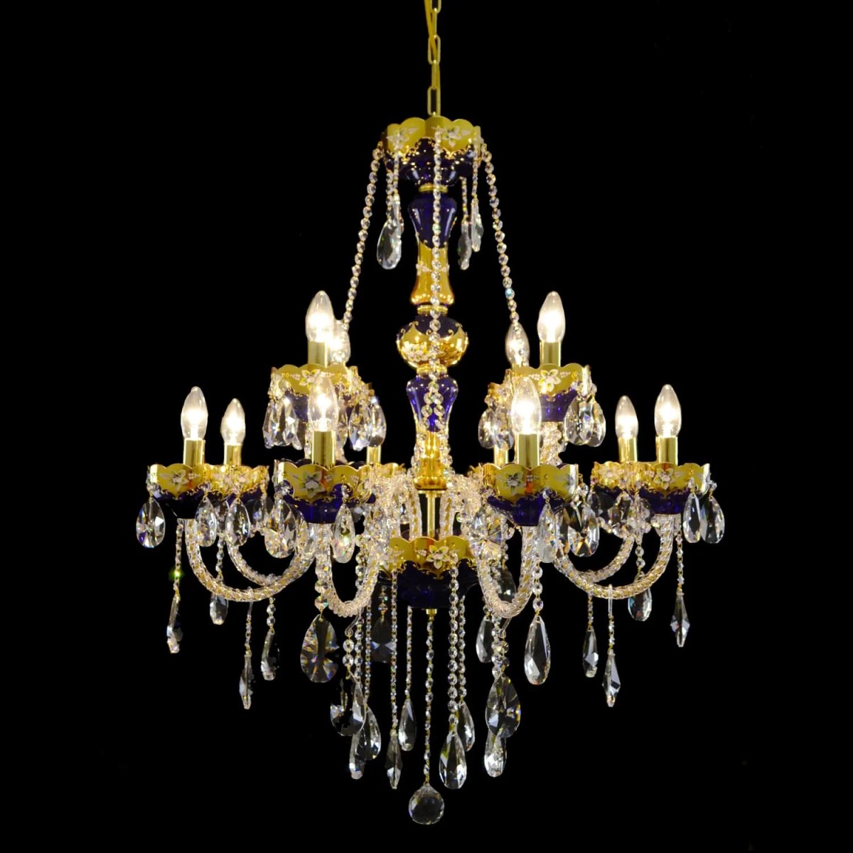 Casa Padrino Lustre en cristal baroque de luxe Or Ø 78 x H. 100 cm - Somptueuse Lustre en laiton avec cristal de Bohême - Meubles baroques - Noble & somptueux Casa Padrino Lustre en cristal baroque de luxe Or Ø 78 x H. 100 cm - Somptueuse Lustre en laiton avec cristal de Bohême - Meubles baroques - Noble & somptueux