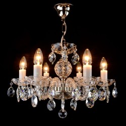 Casa Padrino Luxus Barock Kristall Kronleuchter Silber Ø 49 x H. 35 cm - Prunkvolle Messing Kronleuchter mit böhmischem Kristallglas - Barock Möbel - Edel & Prunkvoll