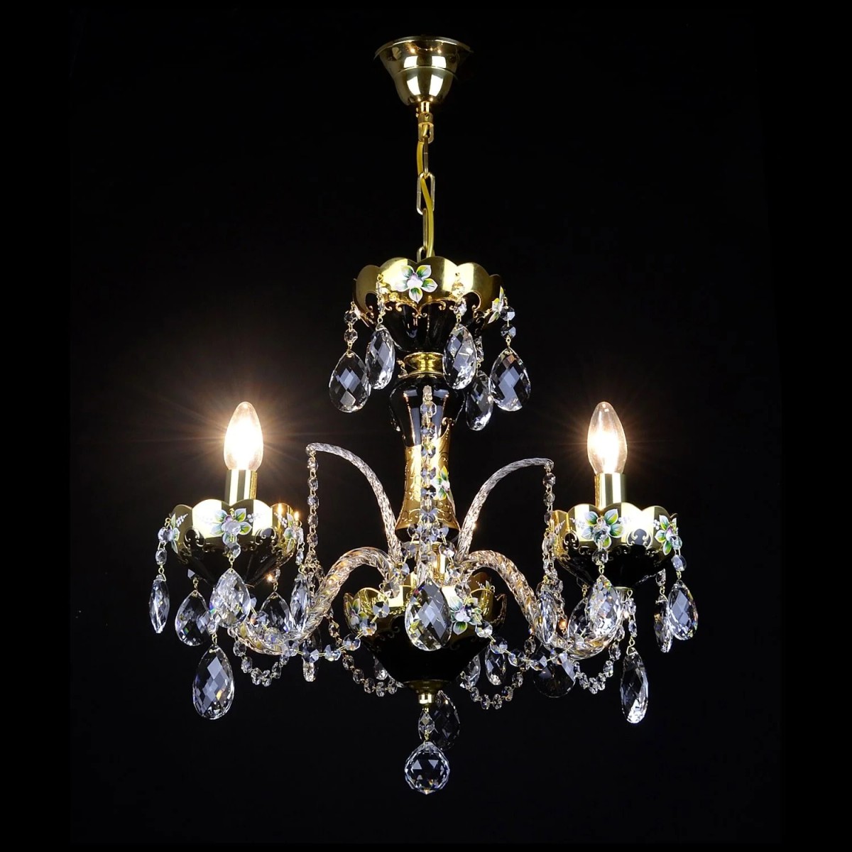 Casa Padrino Lustre en cristal baroque de luxe Or Ø 42 x H. 50 cm - Somptueuse Lustre en laiton avec cristal de Bohême - Meubles baroques - Noble & somptueux Casa Padrino Lustre en cristal baroque de luxe Or Ø 42 x H. 50 cm - Somptueuse Lustre en laiton avec cristal de Bohême - Meubles baroques - Noble & somptueux