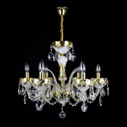 Casa Padrino Luxury Baroque Crystal Chandelier Gold Ø 60 x H. 52 cm - Magnificent Brass Chandelier with Bohemian Crystal Glass - Baroque Furniture - Noble & Magnificent