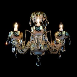Casa Padrino Luxury Baroque Crystal Chandelier Gold Ø 60 x H. 52 cm - Magnificent Brass Chandelier with Bohemian Crystal Glass - Baroque Furniture - Noble & Magnificent